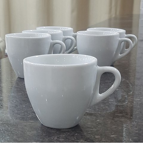 Kit Jogo 6 Xicaras Café/chá Cônicas 200ml - Porcelana Branca