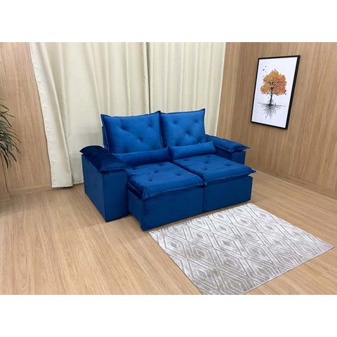 Sofá Retrátil Reclinável 2,00 M Azul 506 Athenas Premium