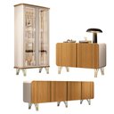 Ver imagem 1 de Conjunto 1 Cristaleira e 2 Buffets Évora/saluti/benvenuto Off White/cinamomo G26 - Hb Móveis