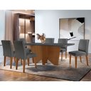 Ver imagem 1 de Sala de Jantar Mesa Evora 180 Mdf Canto Copo com 6 Cadeiras Grecia Rufato