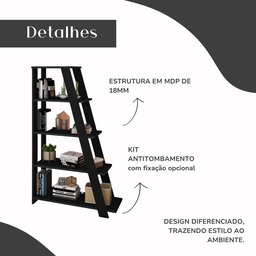 Estante Escada Multiuso para Livros 5 Prateleiras 134cmx82cm - 9