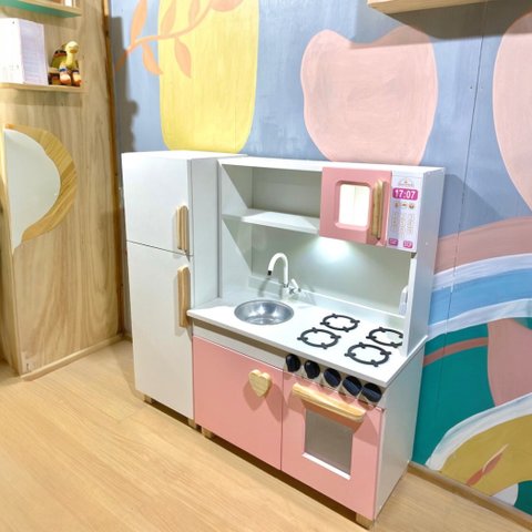 Cozinha Super Cheff - Branco e Rosa C/ Leds Fábrica de Casinha Super Cheff Prateleira