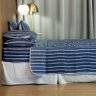 Cobre Leito Solteiro Bouti Basic Estampado 180 Fios 2 Peças - Listra Azul Marinho Dona Zeze - 4