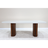 Mesa Retangular Madeira Cor Amêndoa Tampo de Vidro Fendi 220 Cm - 2