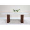 Mesa Retangular Madeira Cor Amêndoa Tampo de Vidro Fendi 220 Cm - 3