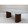 Mesa Retangular Madeira Cor Amêndoa Tampo de Vidro Fendi 220 Cm - 1