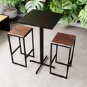 Ver imagem 1 de Conjunto Mesa Alta Bar Bistrô Quadrada Preta 2 Bancos Imbuia Industrial Black Don Castro Decor Indus
