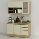 Ver imagem 1 de Cozinha Modulada 4 Peças 1 Aéreo 1 Balcão 120cm com Rodapé e Tampo. Bege/Nature