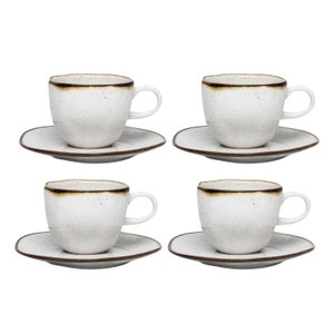 Jogo de Xicaras Chá Café Pires 4pcs Porcelana Maresia 220ml