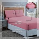 Ver imagem 4 de Kit Conjunto Cama Super King Algodão 300 Fios 3 Peças com Elástico e Fronhas:rose