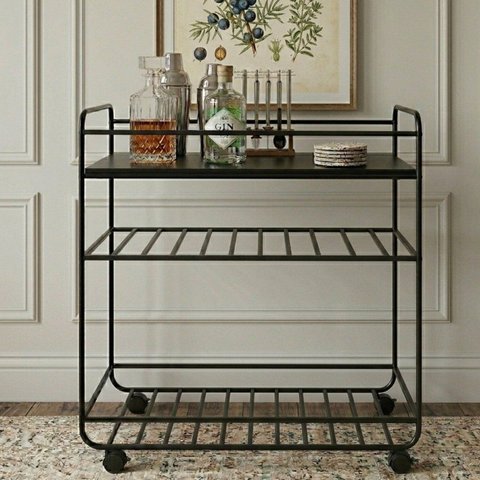 Carrinho Bar Buffet em Metal Design Moderno para Sala e Área Gourmet Noa