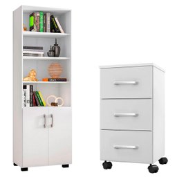 Livreiro Office C/ Gaveteiro Pietra Branco - 1