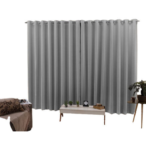 Cortina 3,00x2,50 Sala Quarto Cozinha Voil Blackout Tecido:cinza