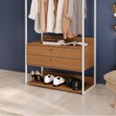 Ver imagem 6 de Armário Alto Closet Aberto 2 Gavetas 4 Prateleiras e Cabideiro Mdf e Aço Canela/branco Brilho