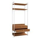 Ver imagem 4 de Armário Alto Closet Aberto 2 Gavetas 4 Prateleiras e Cabideiro Mdf e Aço Canela/branco Brilho