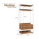Ver imagem 2 de Armário Alto Closet Aberto 2 Gavetas 4 Prateleiras e Cabideiro Mdf e Aço Canela/branco Brilho