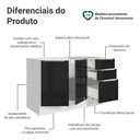 Ver imagem 3 de Balcão Gabinete de Pia 120 cm 2 Portas 3 Gavetas (sem Tampo) Branco/Preto Lux Madesa