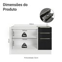 Ver imagem 2 de Balcão Gabinete de Pia 120 cm 2 Portas 3 Gavetas (sem Tampo) Branco/Preto Lux Madesa