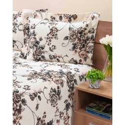 Colcha Cobre Leito Piquet Casal Queen 3pçs Floral Marrom - 2