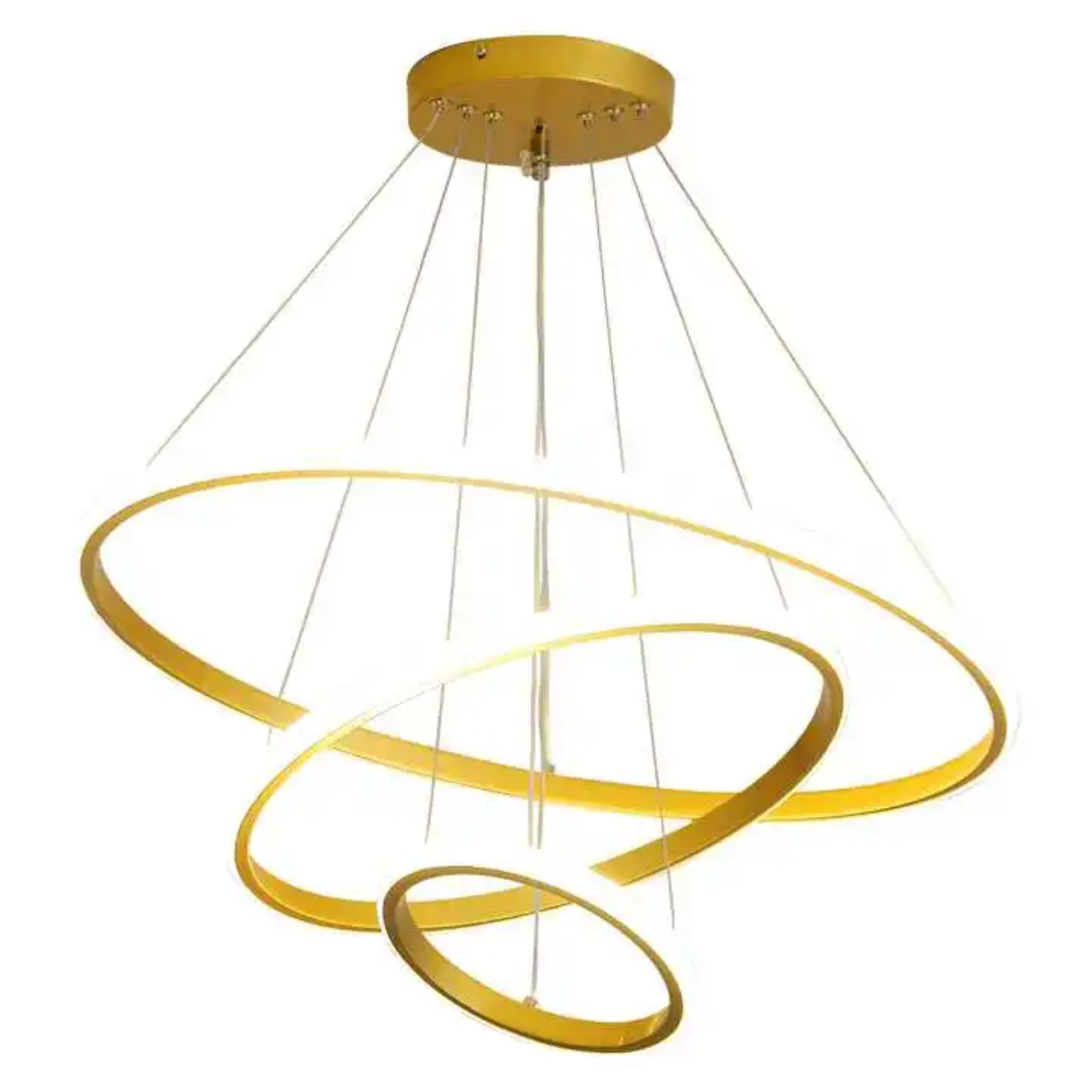 Luminária Led 80 Watts 3 Anéis 115cm Altura Ajustável Lustre Pendente Suspenso Teto Gimpo Kjdd-l-176