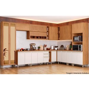 Cozinha Modulada Completa Requinte 20 Peças (6aéreos+6balcões+2paneleiros+6complementos) Cz109