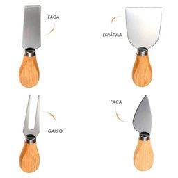 Conjunto de Utensílios P/ Queijo Bambu 4pçs Class Home - 6