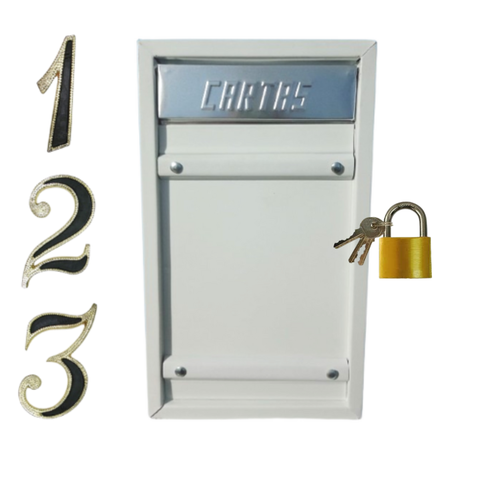 Caixa Correio Carta Grade/embuti Portão Branca+3 Número Pvc C/cadeado