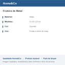 Ver mais imagens de Centro de Mesa Decorativo de Metal Dourado 9x25x25cm Sala Jantar Decoração