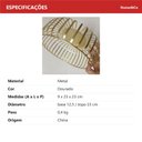 Ver imagem 6 de Centro de Mesa Decorativo de Metal Dourado 9x25x25cm Sala Jantar Decoração