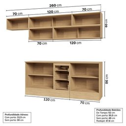 Cozinha Modulada 7 Peças 5 Aéreos 2 Balcões Nara CabeCasa MadeiraMadeira - 5