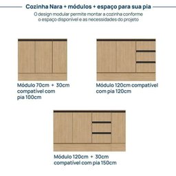 Cozinha Modulada 7 Peças 5 Aéreos 2 Balcões Nara CabeCasa MadeiraMadeira - 15