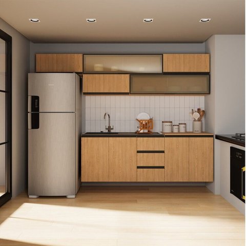 Cozinha Modulada 7 Peças 5 Aéreos 2 Balcões Nara CabeCasa MadeiraOriginals