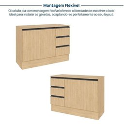 Cozinha Modulada 7 Peças 5 Aéreos 2 Balcões Nara CabeCasa MadeiraMadeira - 13