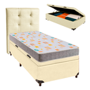 Ver imagem 1 de Conjunto Cama Box Bau Bege Solteiro + Colchão D20 D20 Inducol + Cabeceira
