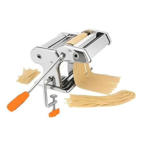 Maquina Macarrao Preparar Massas Cilindro Inox Manual 3 Tipos Lasanha Talharim Multiuso Caseira Ajus