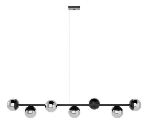 Lustre Jabuticaba Pendente 7 Globos Vidro com Lampadas Branco Quente - Bivolt - Preto/fume - 110v/22 - 13