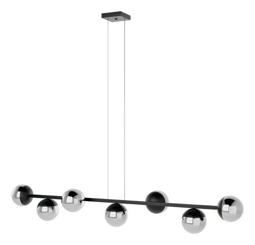 Lustre Jabuticaba Pendente 7 Globos Vidro com Lampadas Branco Quente - Bivolt - Preto/fume - 110v/22 - 3