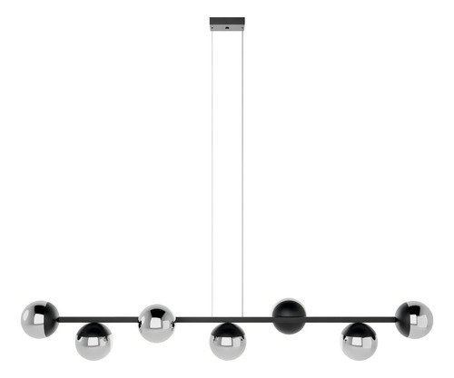 Lustre Jabuticaba Pendente 7 Globos Vidro com Lampadas Branco Quente - Bivolt - Preto/fume - 110v/22 - 2