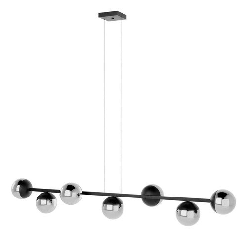 Lustre Jabuticaba Pendente 7 Globos Vidro com Lampadas Branco Quente - Bivolt - Preto/fume - 110v/22 - 14