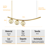 Lustre Pendente Katana Ouro 3 Globos Esfera Vidro Âmbar - 5