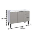 Ver imagem 5 de Armário de Cozinha 117cm Gabinete Aço 2 Portas e 3 Gavetas:Cinza