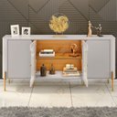 Ver imagem 4 de Aparador Buffet 4 Portas em MDP e MDF Tambaú Off White/Marromle