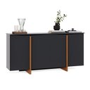 Ver imagem 3 de Aparador Buffet Sala Sense 4 Portas 160cm com Pés de Madeira Preto - Rede Móveis