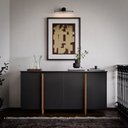 Ver imagem 2 de Aparador Buffet Sala Sense 4 Portas 160cm com Pés de Madeira Preto - Rede Móveis