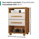 Ver imagem 3 de Mesa de Cabeceira 2 Gavetas 2 Nichos 45 cm Valente Plus Cedro Areia Rudk