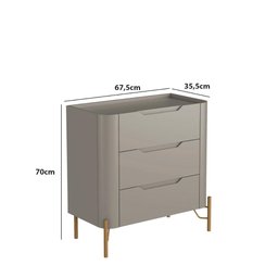 Mesa de Cabeceira com 3 Gavetas 70cm Pés em Metal 100% MDF - 2