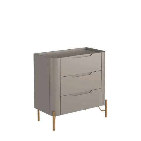Mesa de Cabeceira com 3 Gavetas 70cm Pés em Metal 100% MDF