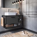 Ver mais imagens de Gabinete Suspenso Banheiro 80 Cm com Cuba Preto Grafite P1007 Pp