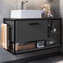 Ver imagem 2 de Gabinete Suspenso Banheiro 80 Cm com Cuba Preto Grafite P1007 Pp