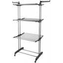 Ver mais imagens de Multi Varal de Chão com Bandejas e Pés Dobráveis 3 Andares com Cabideiro- Cinza